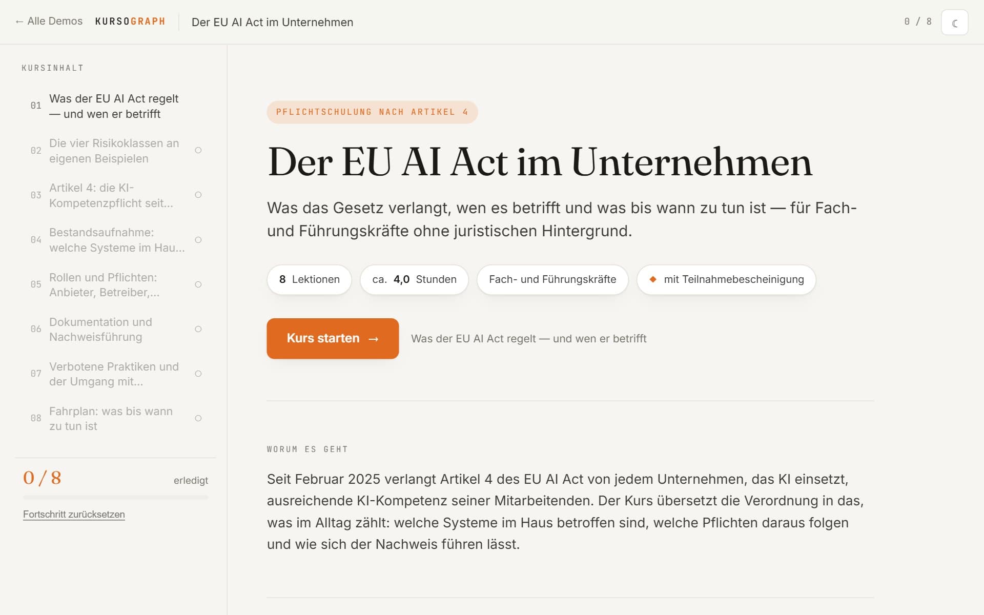 Vorschau der Lektion: Der EU AI Act im Unternehmen — der ganze Kurs